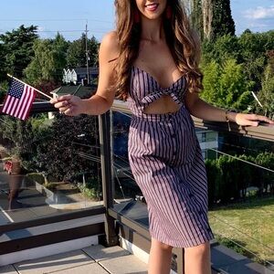 Red, White, and Blue Striped Summer Dress Size S